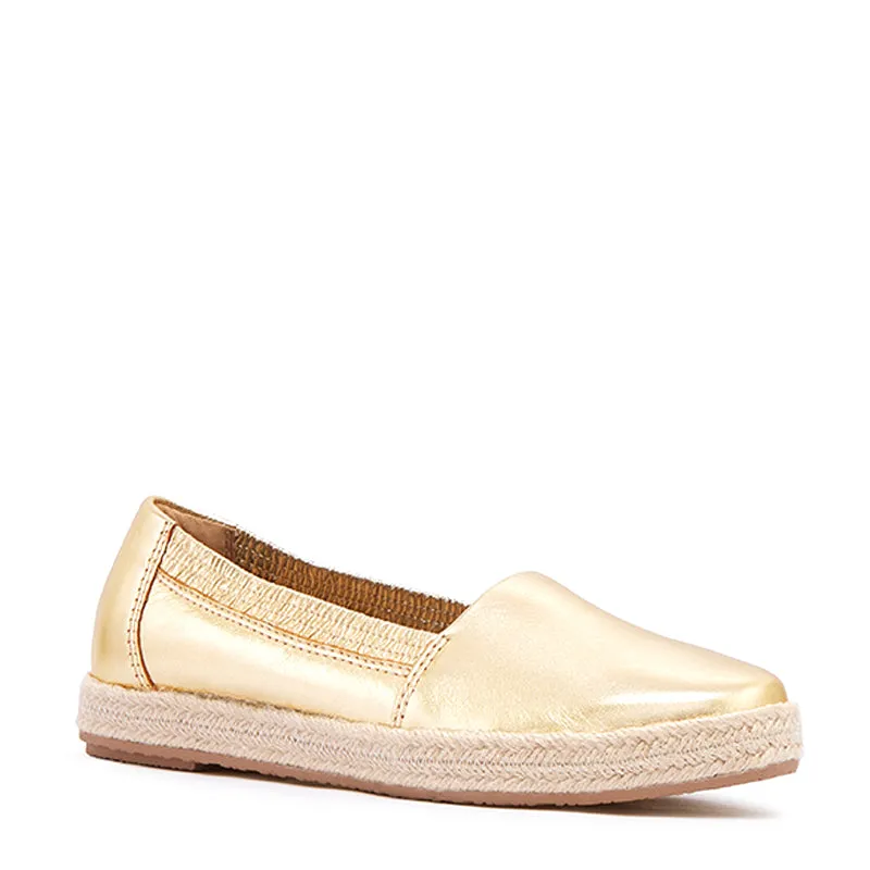 REECE - GOLD TUMBLED LEATHER SLIP ON FLATS