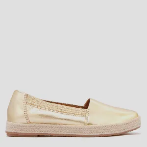 REECE - GOLD TUMBLED LEATHER SLIP ON FLATS