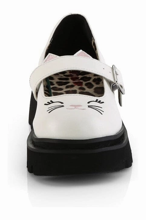 RENEGADE-56 White Vegan Leather Mary Janes