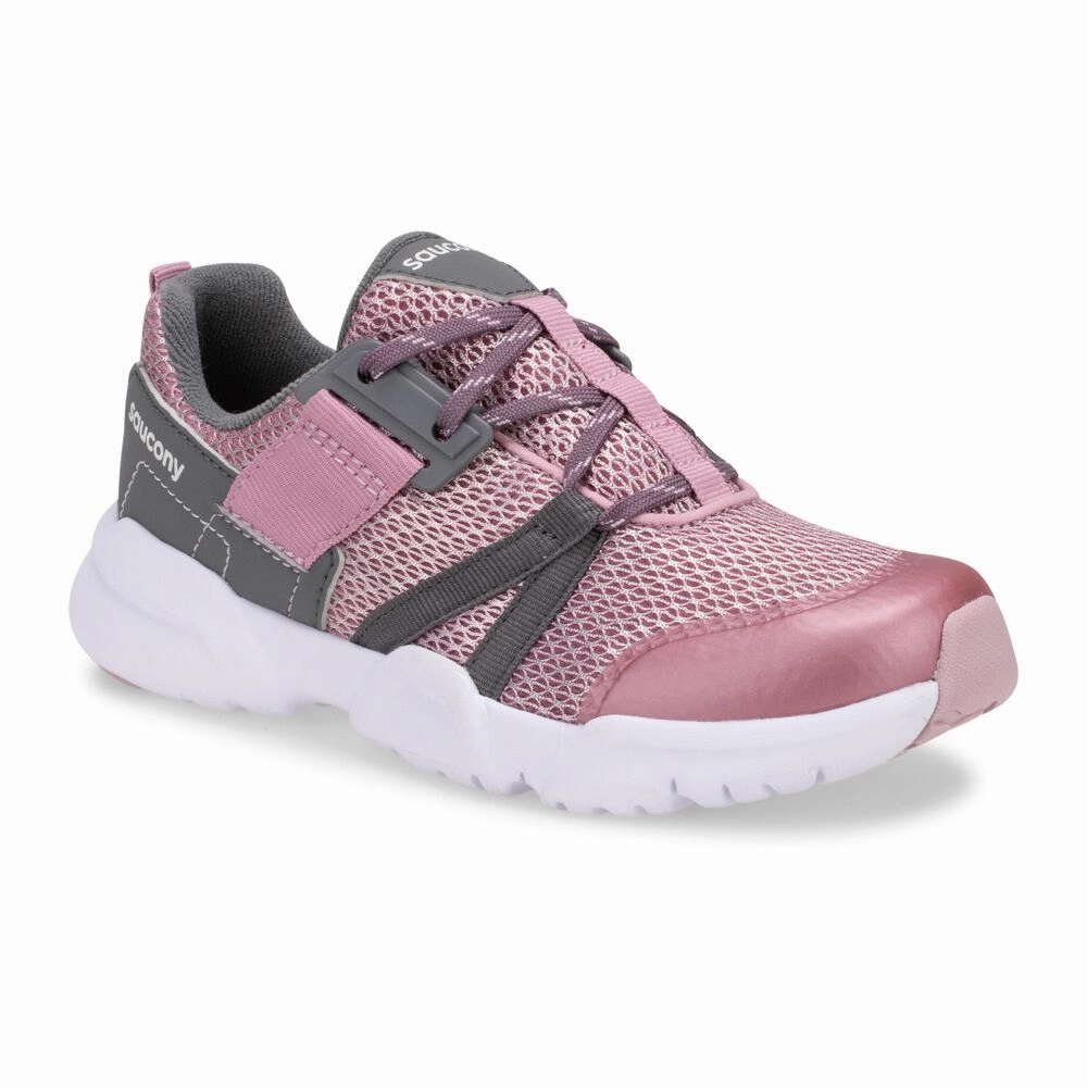 Saucony Blush/Grey Vertex Childrens Lace Sneaker