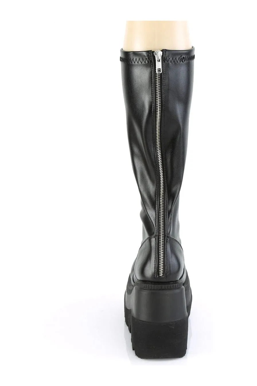 SHAKER-65 Black Vegan Leather Knee Boot