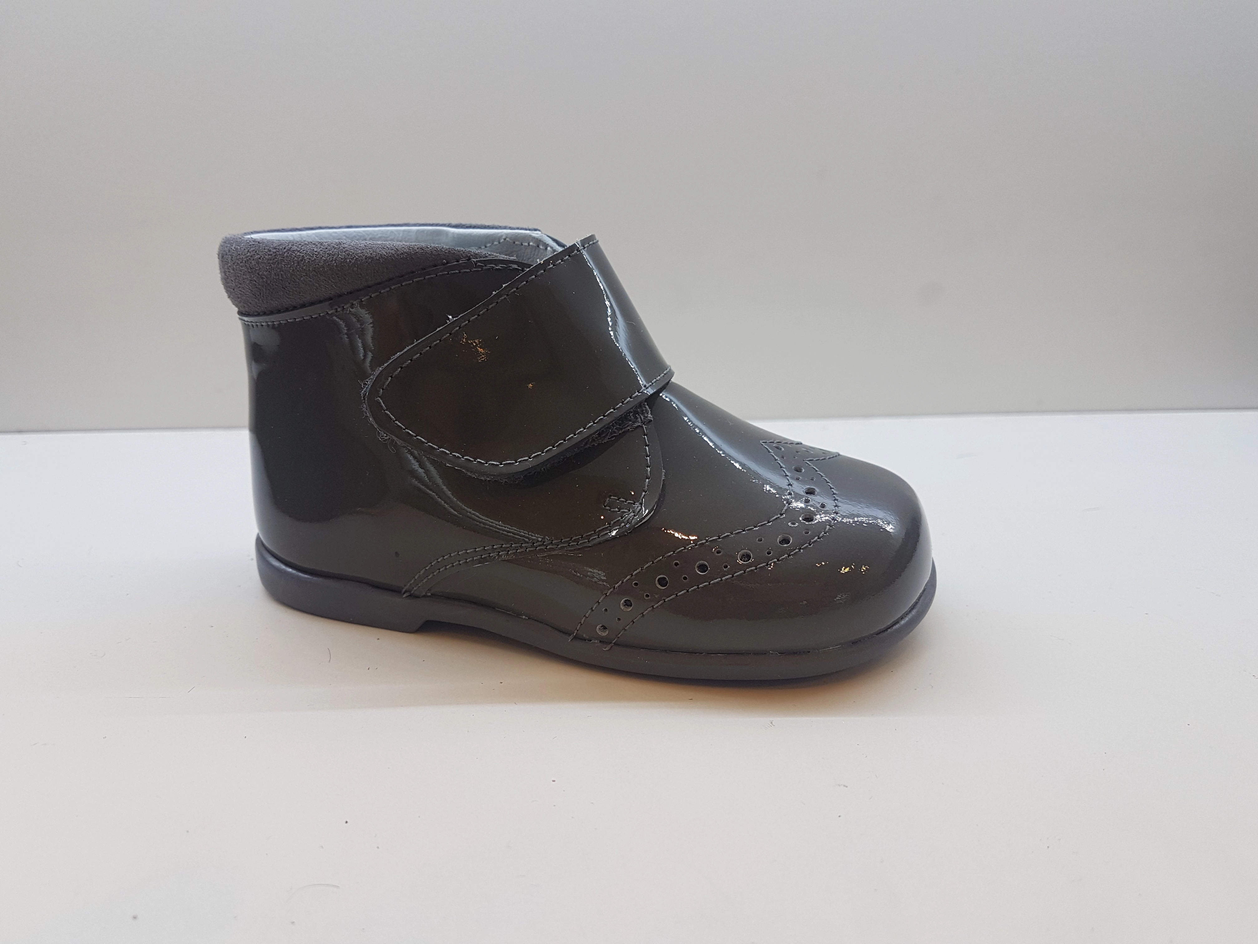 Shawn & Jeffery Baby Grey Patent Velcro Bootie