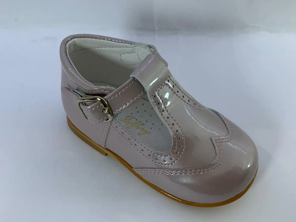 Shawn & Jeffery Baby Metalizado Pink Patent Leather T-Strap