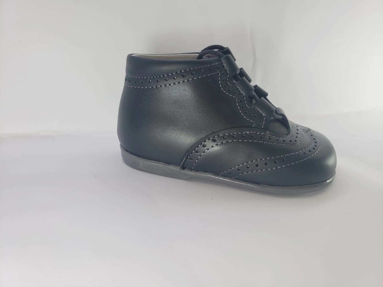 Shawn & Jeffery Dark Grey Leather Baby Booties