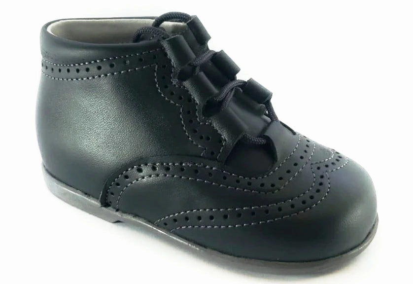 Shawn & Jeffery Dark Grey Leather Baby Booties