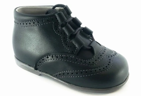 Shawn & Jeffery Dark Grey Leather Baby Booties
