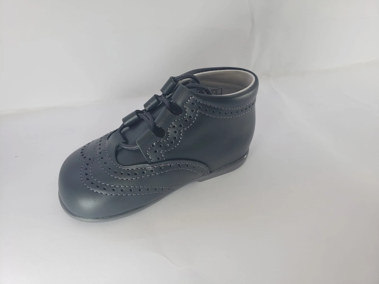 Shawn & Jeffery Dark Grey Leather Baby Booties