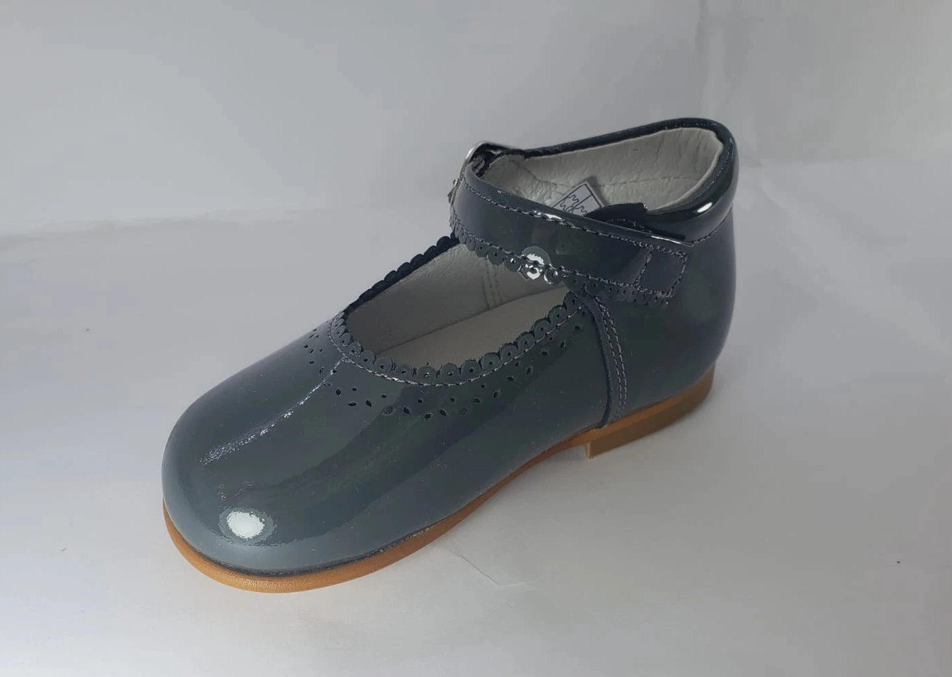 Shawn & Jeffery Dark Grey Patent Baby High-top Mary Jane