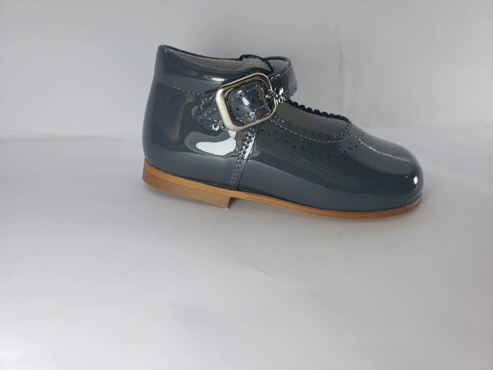 Shawn & Jeffery Dark Grey Patent Baby High-top Mary Jane