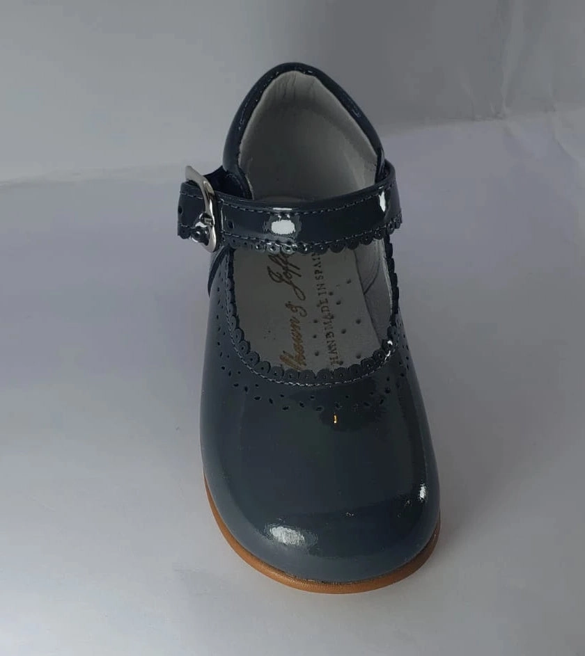 Shawn & Jeffery Dark Grey Patent Baby High-top Mary Jane