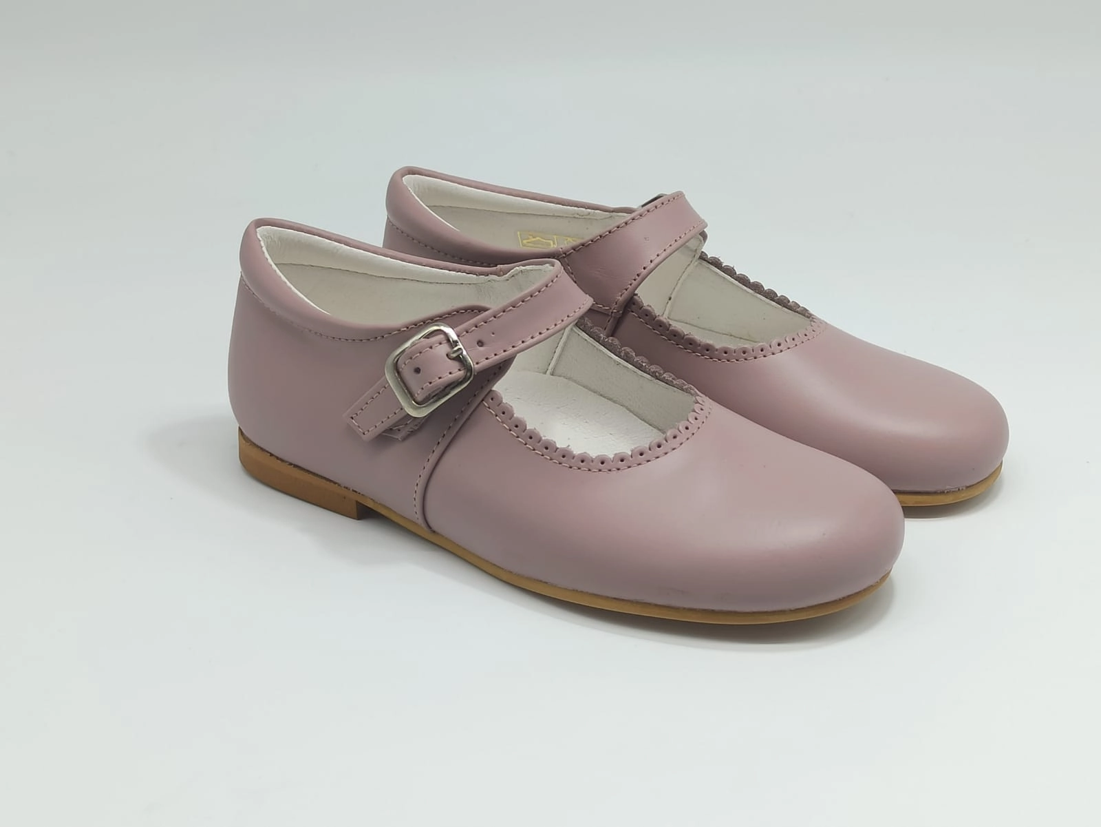 Shawn & Jeffery Girls Pink Leather Classic Buckle Mary Jane