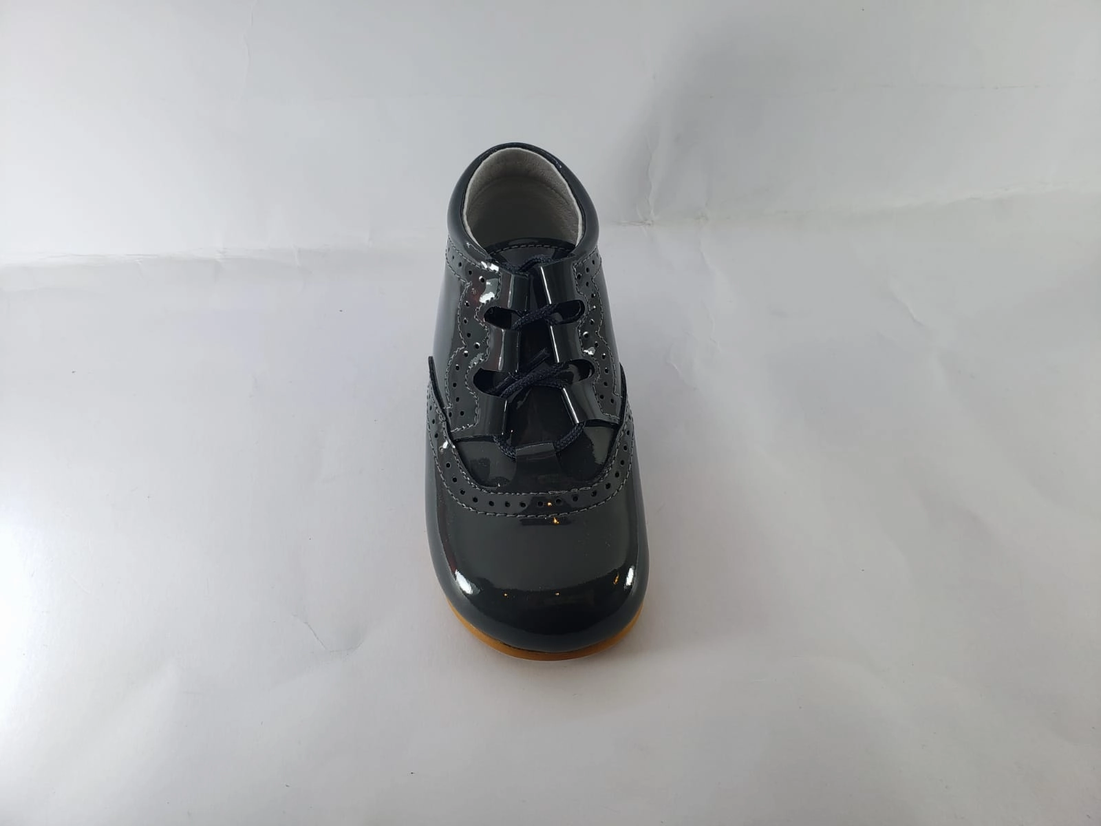 Shawn & Jeffery Grey Patent Leather Baby Booties