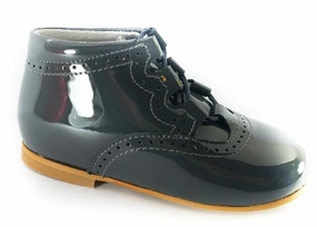 Shawn & Jeffery Grey Patent Leather Baby Booties