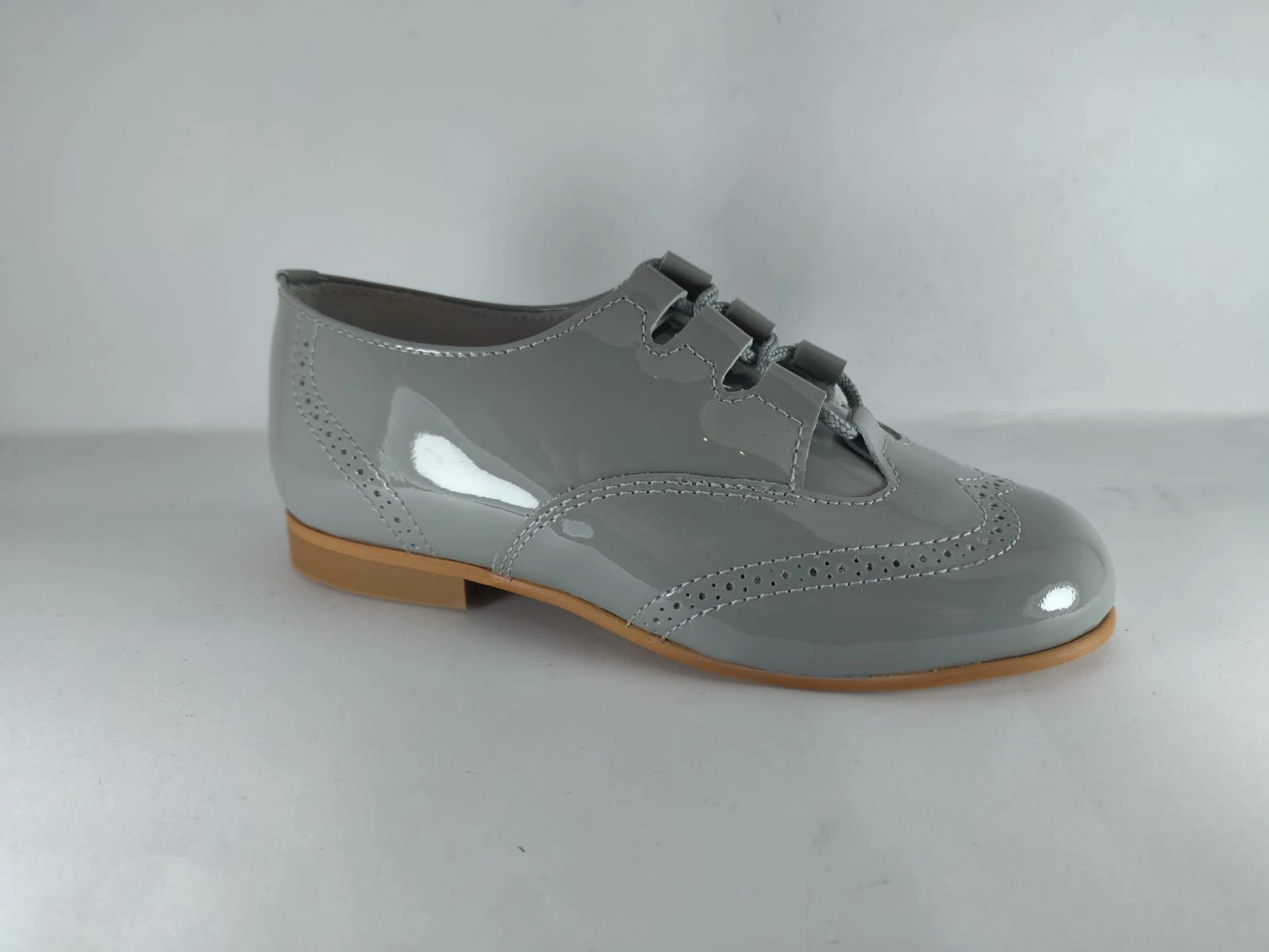Shawn & Jeffery Light Grey Designed Patent Dress Shoe