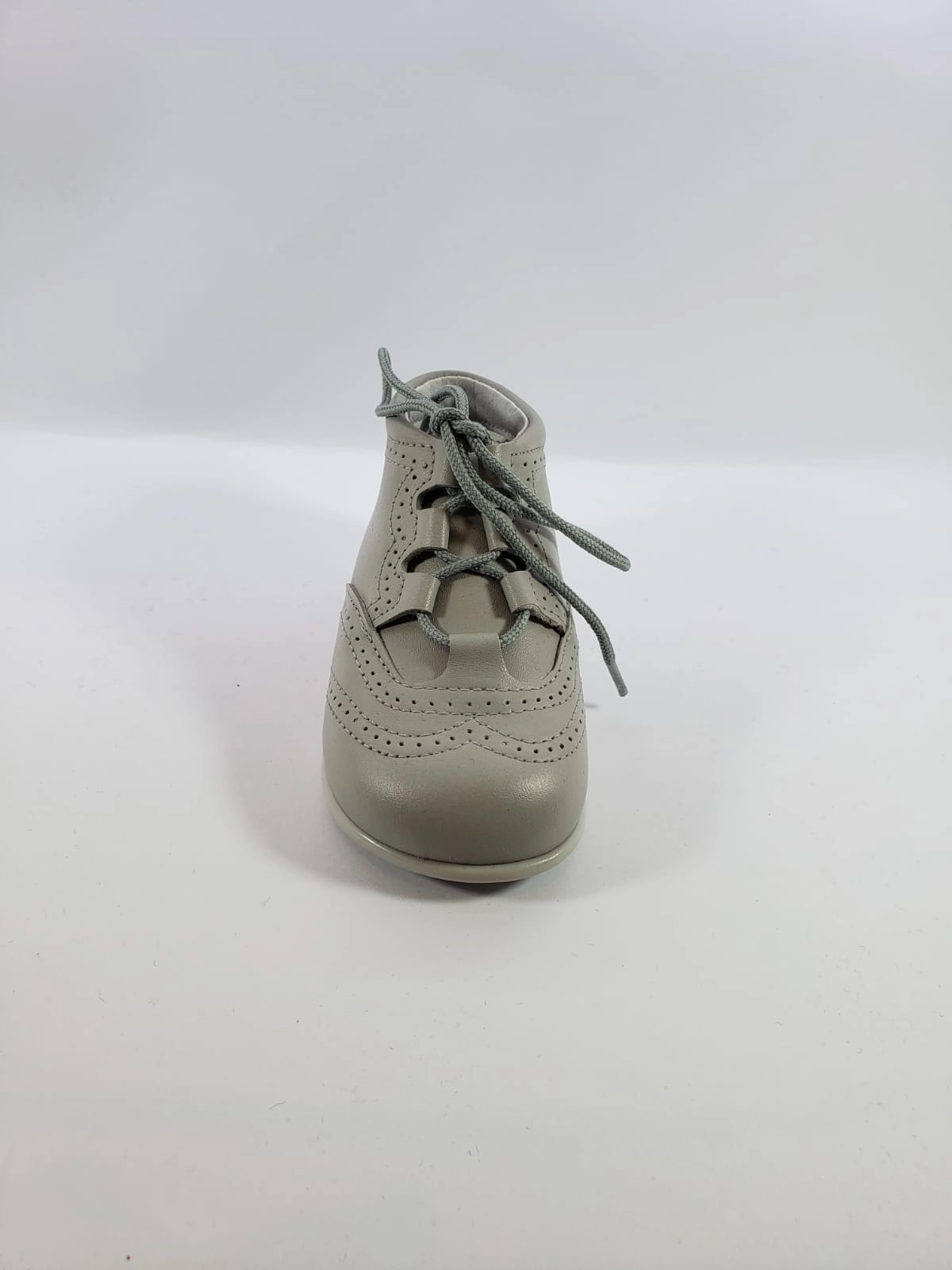 Shawn & Jeffery Light Grey Leather Baby Bootie