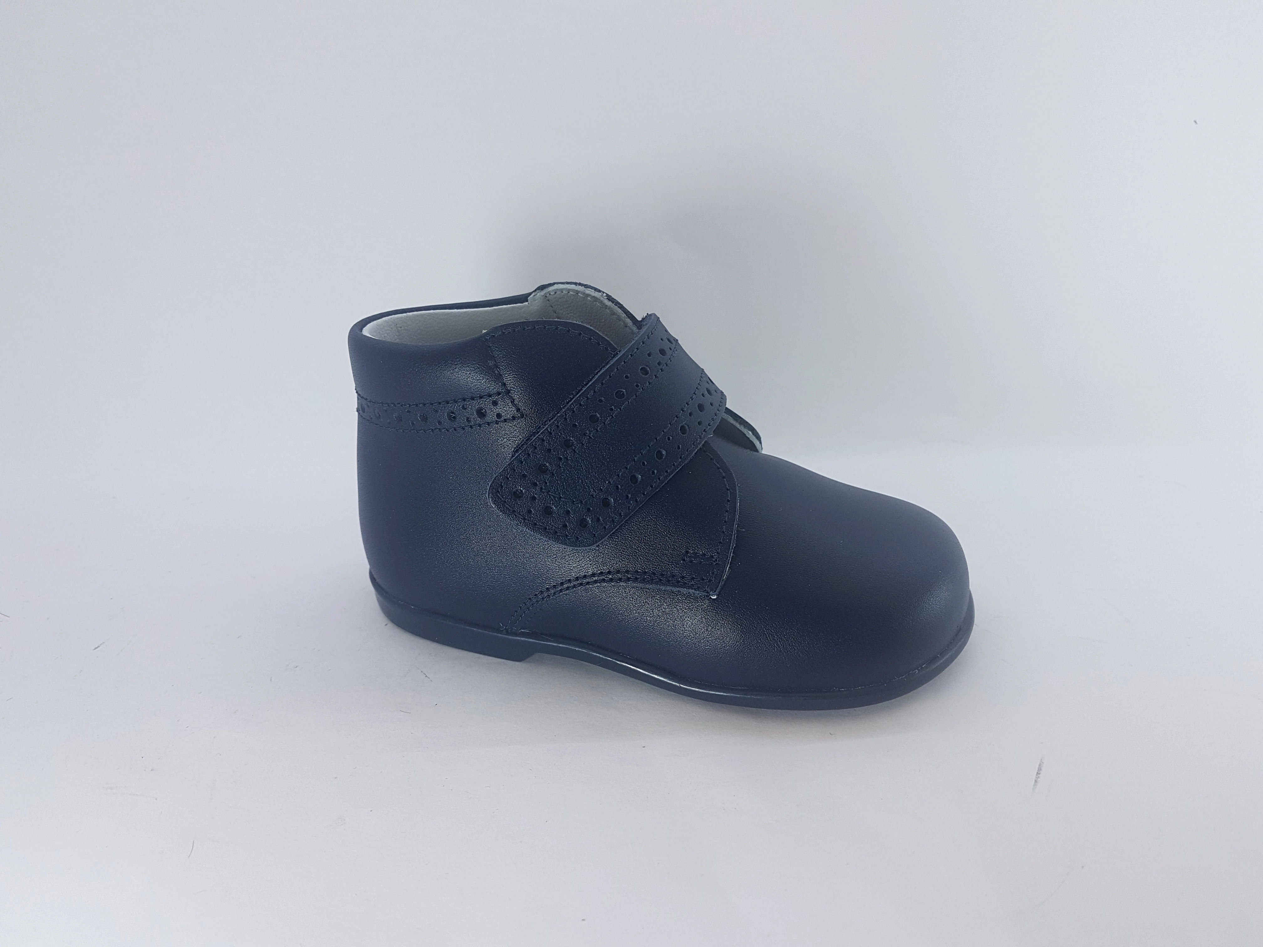 Shawn & Jeffery Navy Velcro Baby Leather Bootie