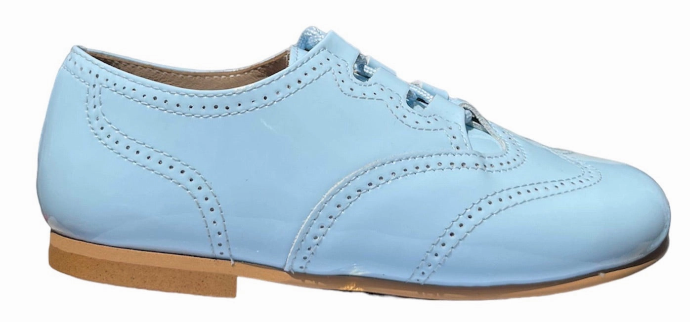 Shawn & Jeffery Nube Cloud Blue Patent Leather Wingtip Design Oxford Shoe