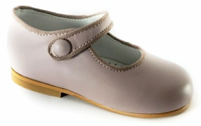 Shawn & Jeffery Pink Leather Girls Button Mary Jane