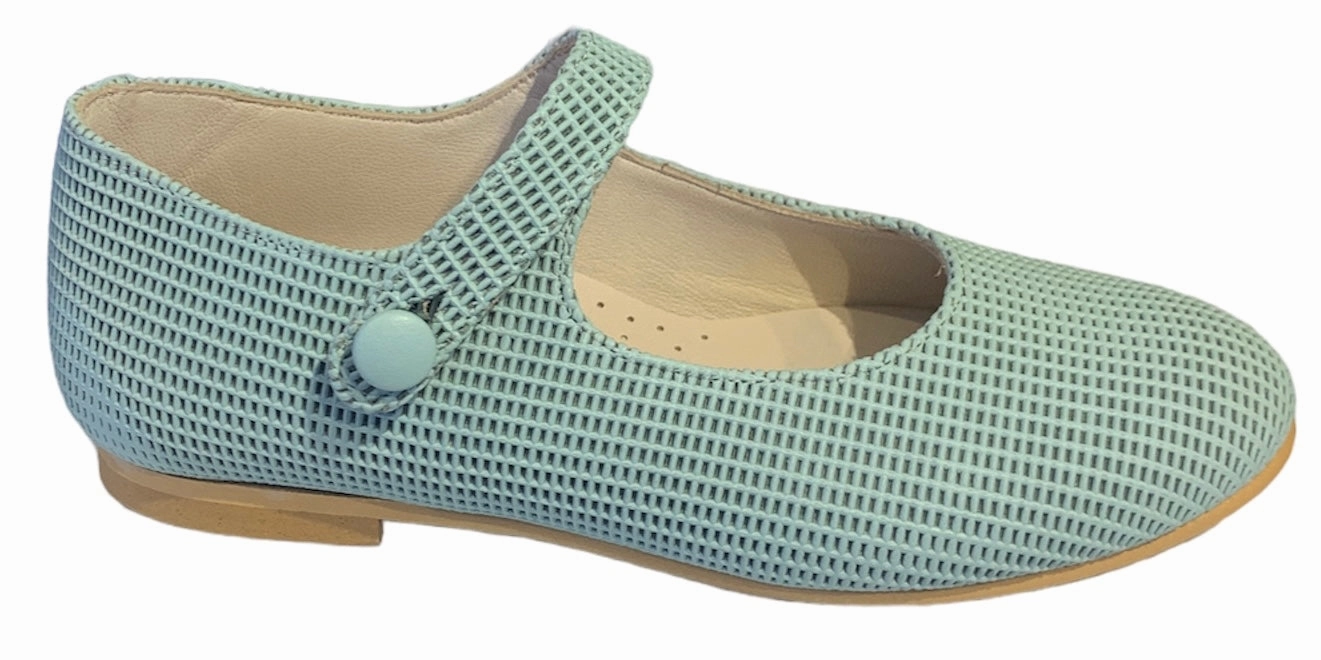 Shawn & Jeffery Pressed Textured Aquamarina Leather Mary Jane