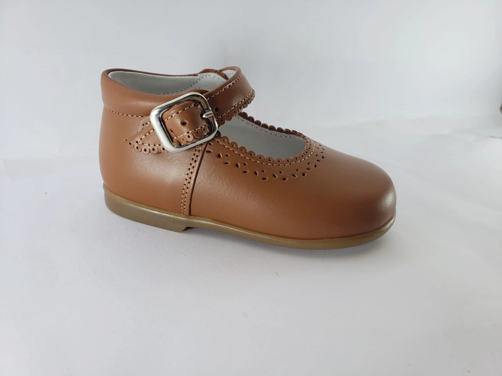 Shawn & Jeffery Tan Roble Leather Baby Mary Jane