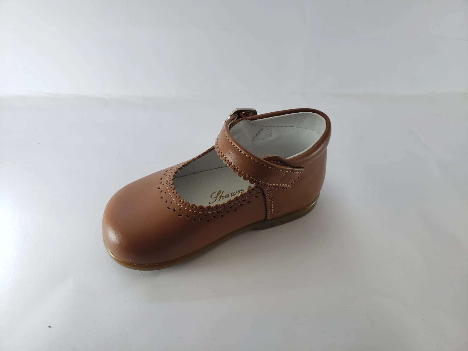 Shawn & Jeffery Tan Roble Leather Baby Mary Jane