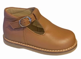 Shawn & Jeffery Tan Roble Omega Leather Baby T Strap