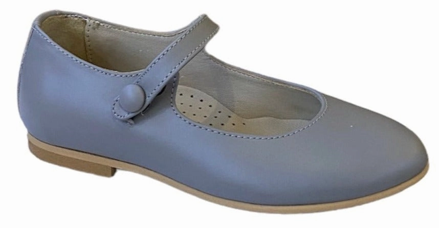 Shawn & Jeffery Taupe Leather Girls Button Mary Jane