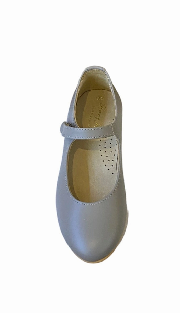 Shawn & Jeffery Taupe Leather Girls Button Mary Jane
