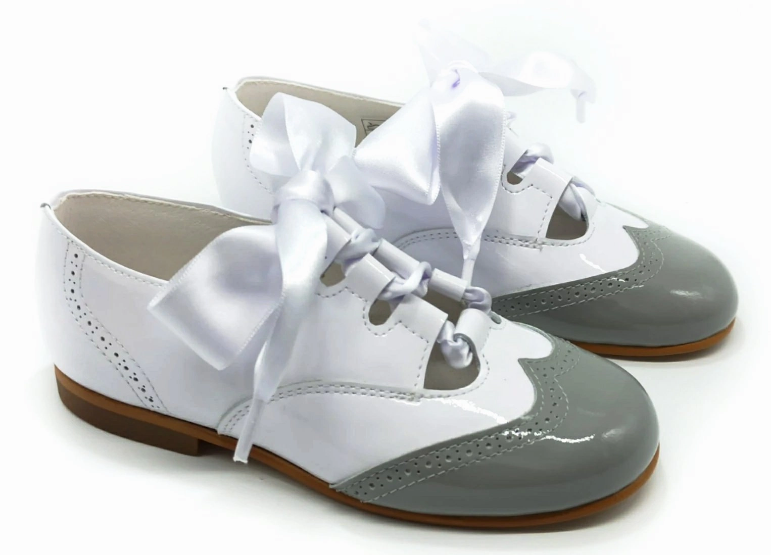Shawn & Jeffery Two Tone White Grey Patent Leather Summer Dress Shoes