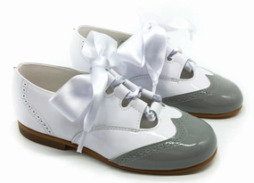 Shawn & Jeffery Two Tone White Grey Patent Leather Summer Dress Shoes