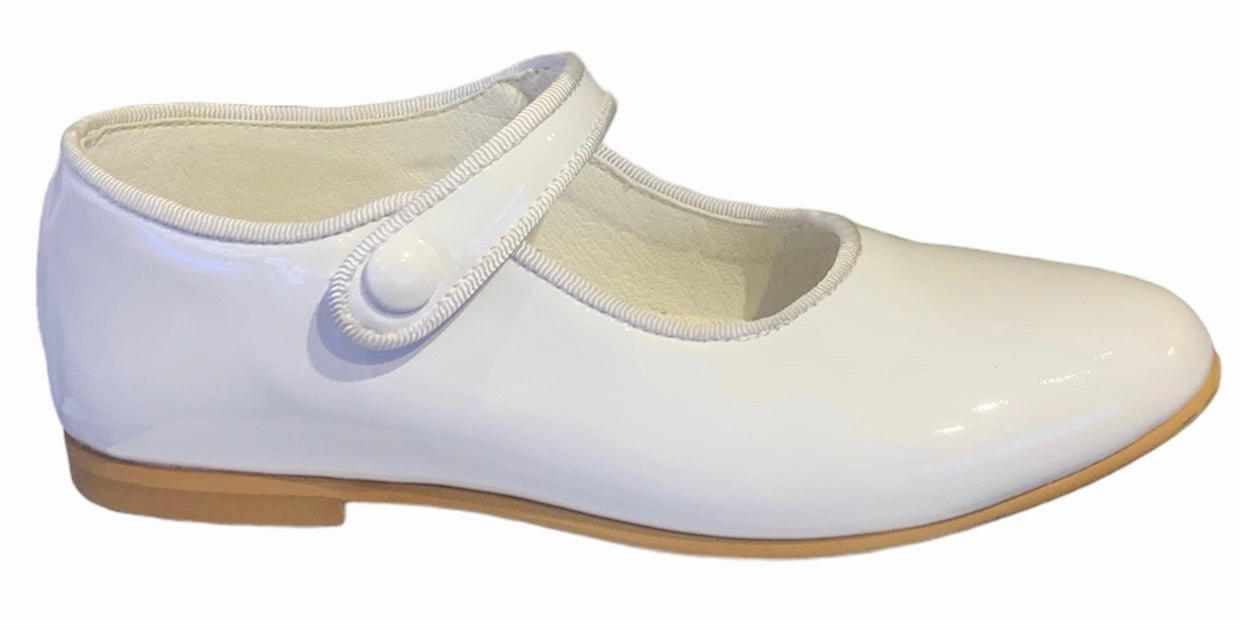 Shawn & Jeffery White Patent Leather Girls Button Mary Jane