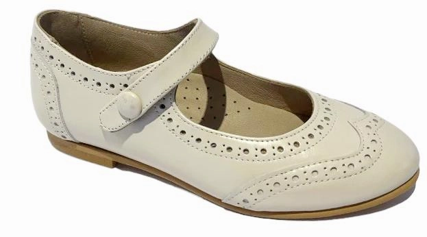 Shawn & Jeffery Wingtip Pearl Cream Porcelana Leather Mary Jane