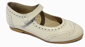 Shawn & Jeffery Wingtip Pearl Cream Porcelana Leather Mary Jane