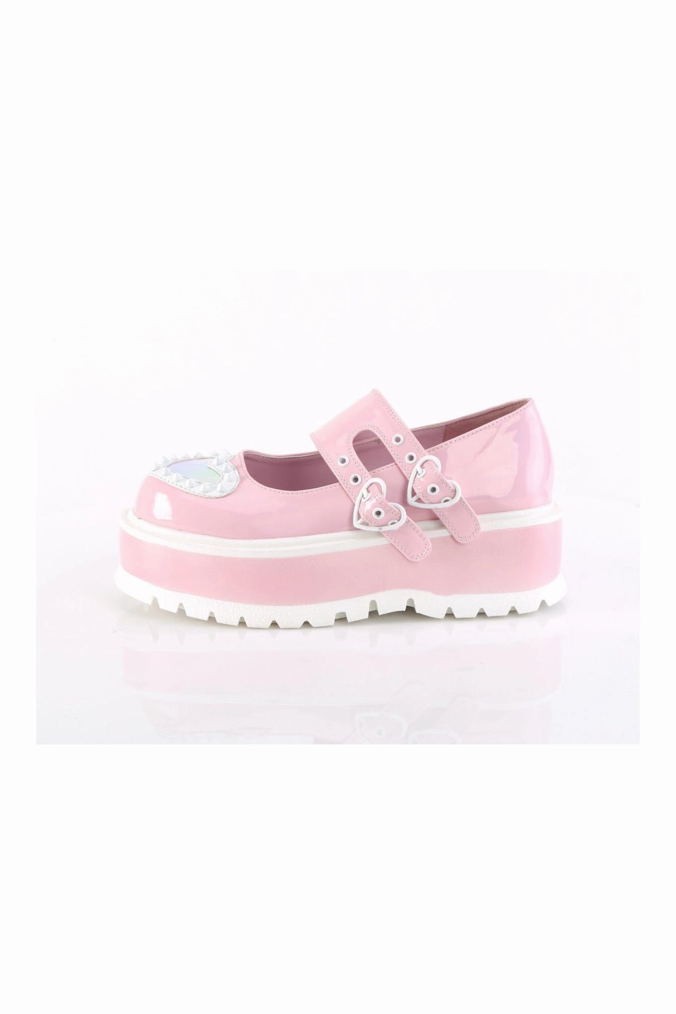 SLACKER-25 Pink Hologram Patent Mary Janes