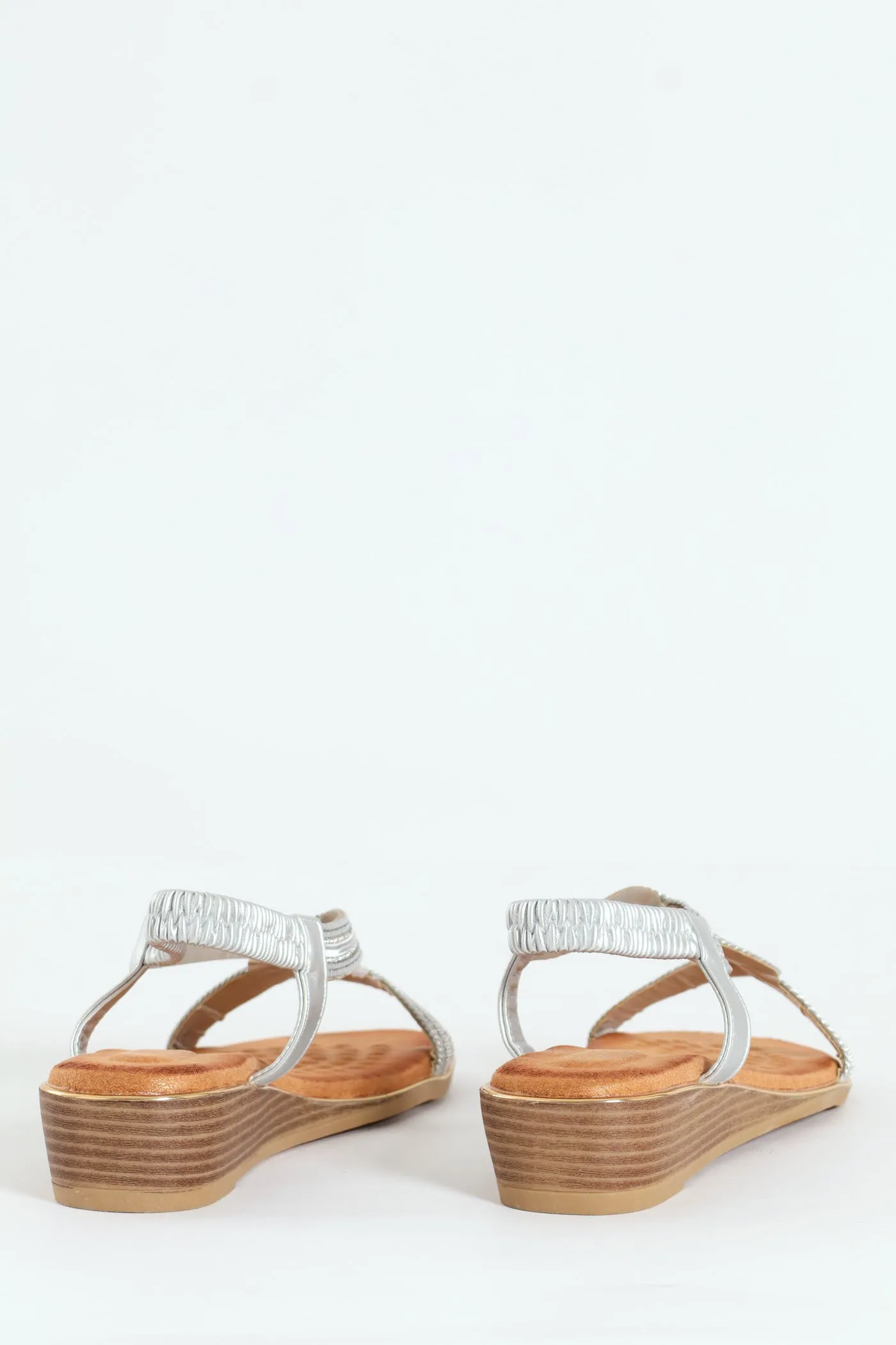 Soft Naila Asymetric Comfort Wedge Heel - Silver