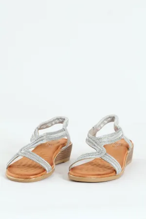 Soft Naila Asymetric Comfort Wedge Heel - Silver