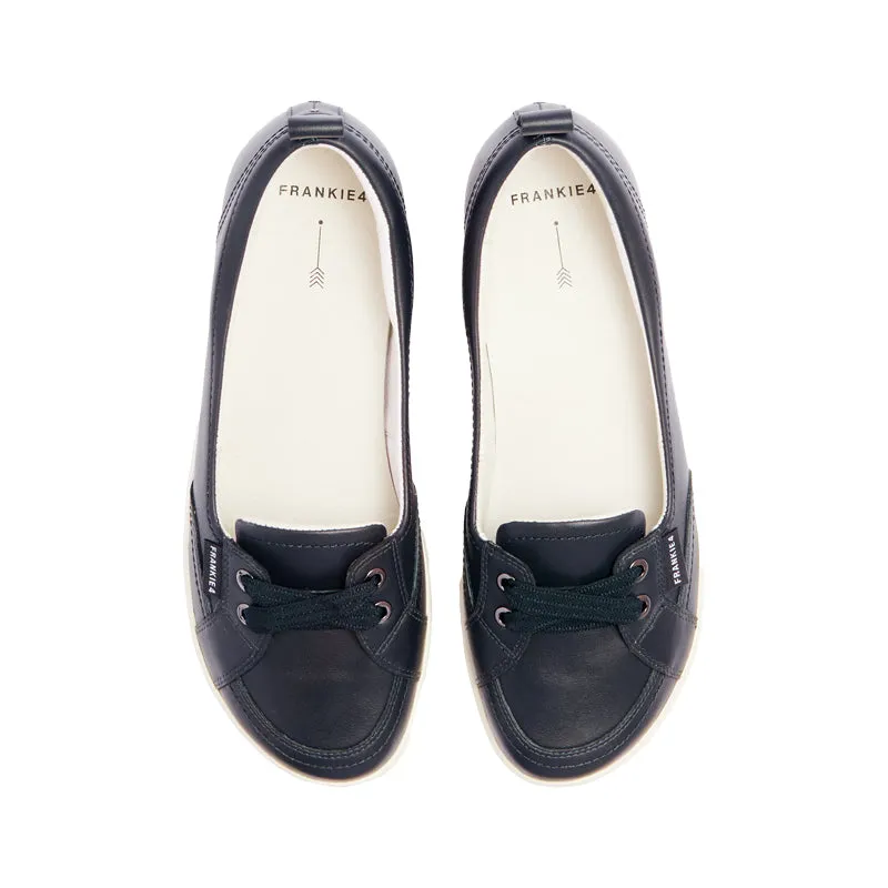 SOPHIE IV - NAVY LEATHER FLATS