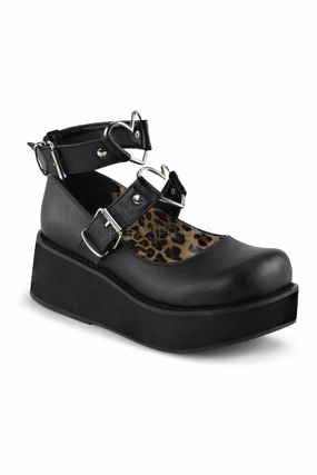 SPRITE-02 Demonia Mary Jane | Black Faux Leather
