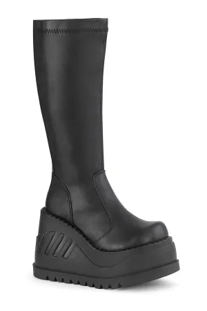 STOMP-200 Knee Boot | Black Faux Leather
