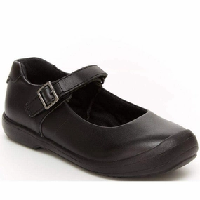 Stride Rite Ainsely Girls Black Uniform School Shoes (Velcro/Fake Buckle)