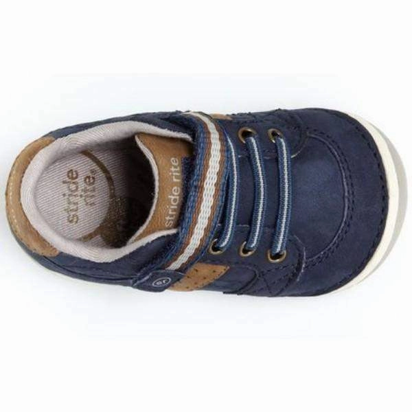 Stride Rite Boys Artie Navy Baby Toddler Leather Sneaker