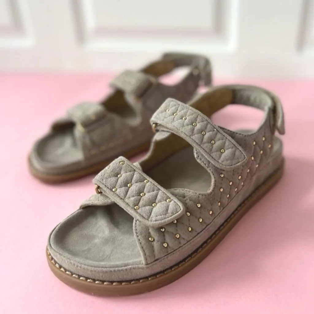 STUDS ON SUEDE - BEIGE