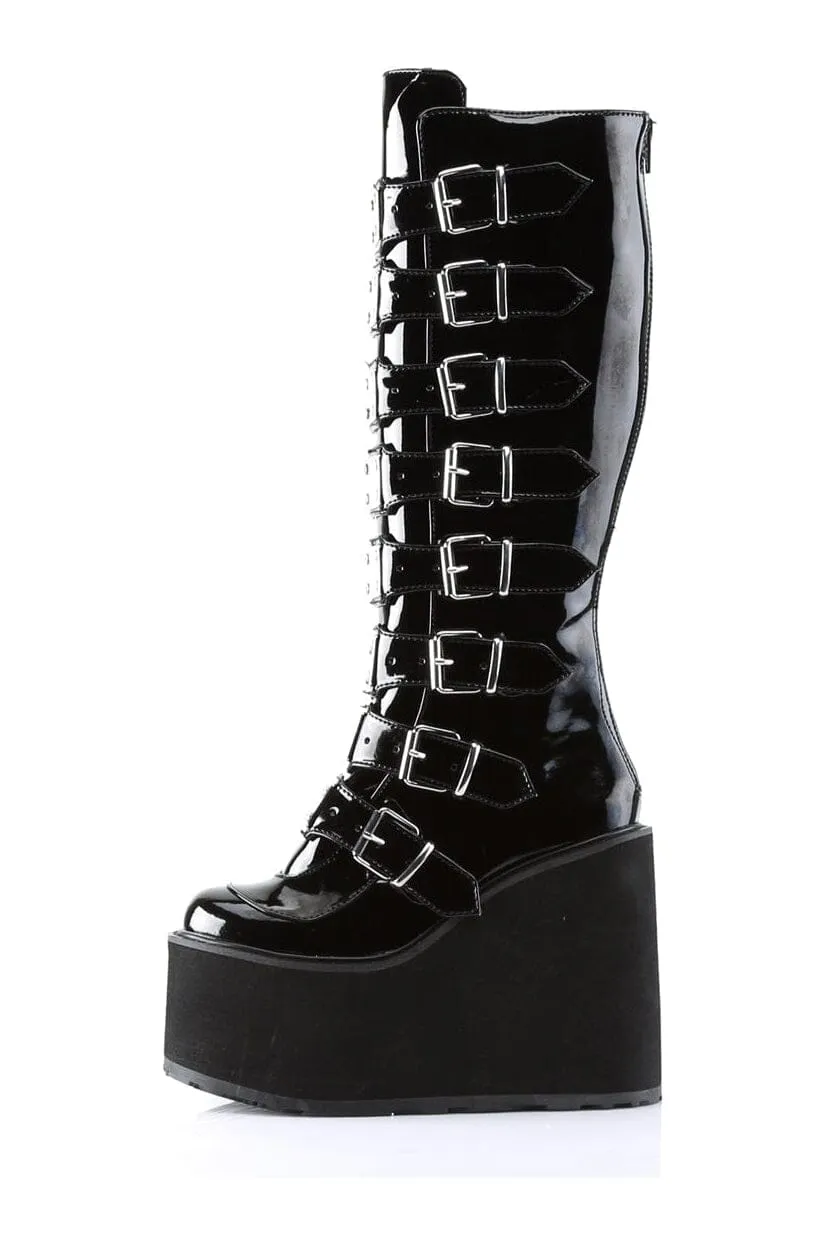 SWING-815 Black Patent Knee Boot