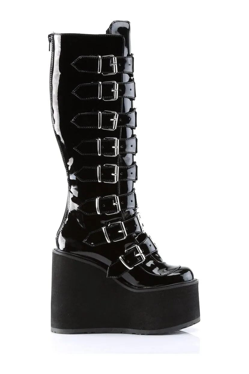 SWING-815 Black Patent Knee Boot