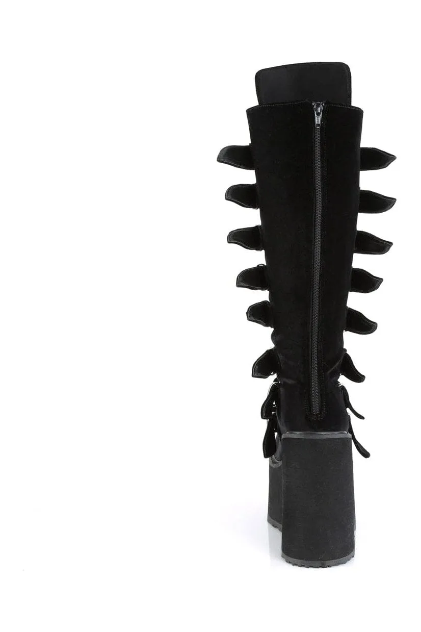 SWING-815 Black Vegan Suede Knee Boot