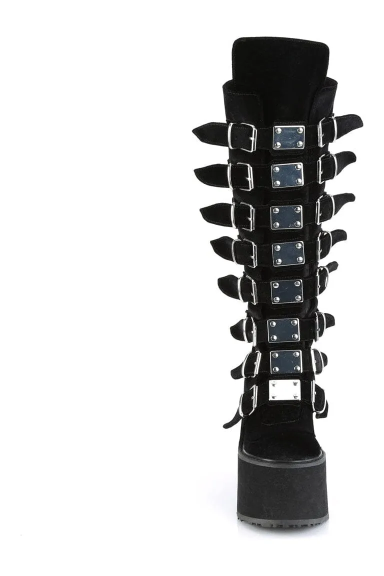 SWING-815 Black Vegan Suede Knee Boot