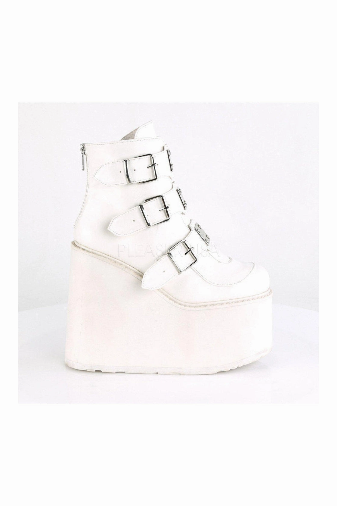 SWING-105 Demonia Platform Pump | White Faux Leather