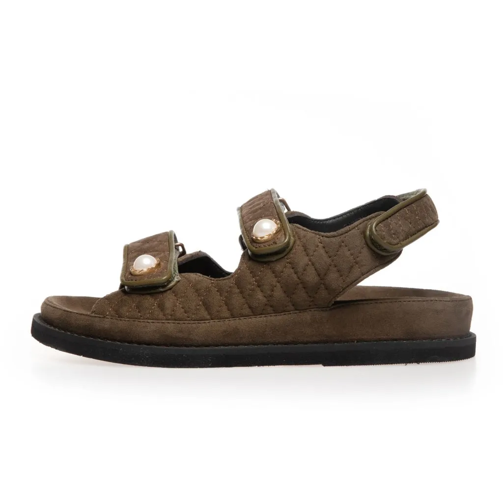 THE PEARL SANDAL - ARMY GREEN