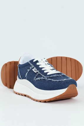Tiana Retro Lace Up Sneaker - Denim