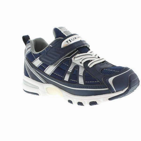 Tsukihoshi Storm Boys Navy Silver Running Shoes - Lightweight, Machine Washable Sneakers for Big Kids & Toddlers